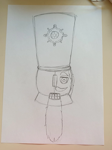 Croquis au crayon d'un masque de casse noisettes