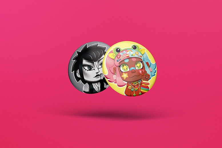 Mockup de badges de modes alternatives, gothique et décora