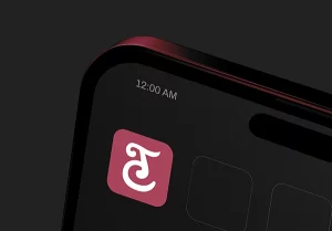 Mockup de logotype monogramme CT sur une icône d'application mobile
