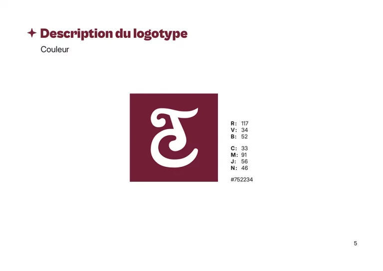 Charte graphique, couleur RVB, CMJN et hexadécimale du logotype