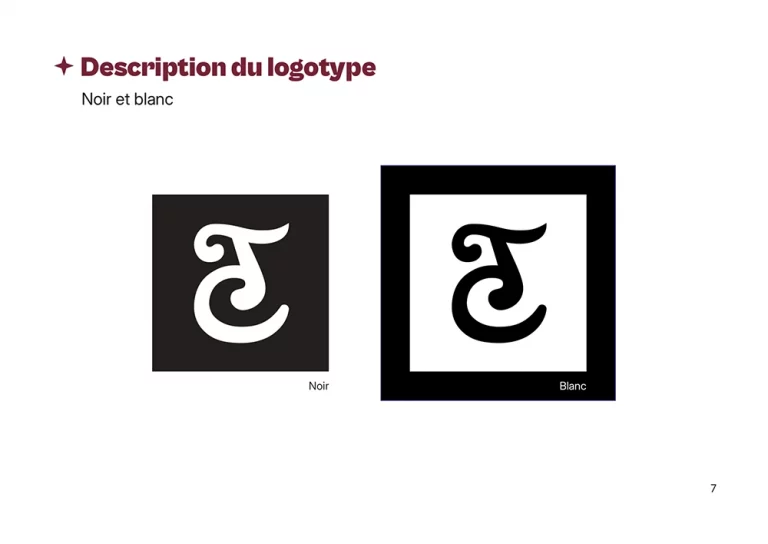 Charte graphique, versions noire et blanche du logotype