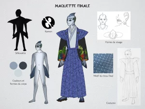 Maquette finale d'un costume de Samebito, homme requin, créé par Chloé Tuffigo en DNMADE costume accessoire