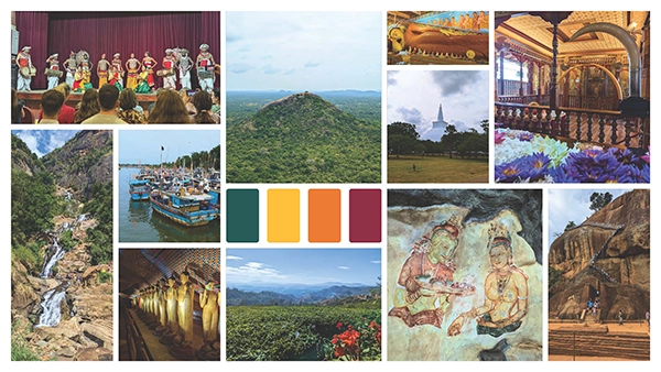 Moodboard sur la culture et les paysages du Sri Lanka